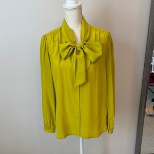J. Crew Vibrant Green Blouse with Statement Bow